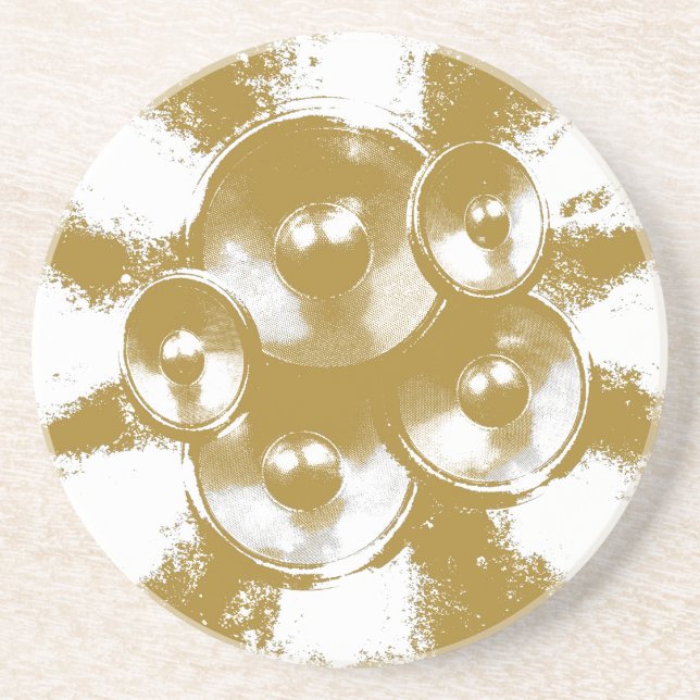 Orange music speakers coaster (Front)