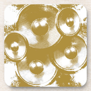 Orange music speakers coaster