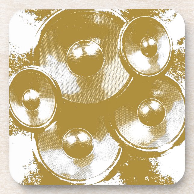 Orange music speakers coaster (Front)