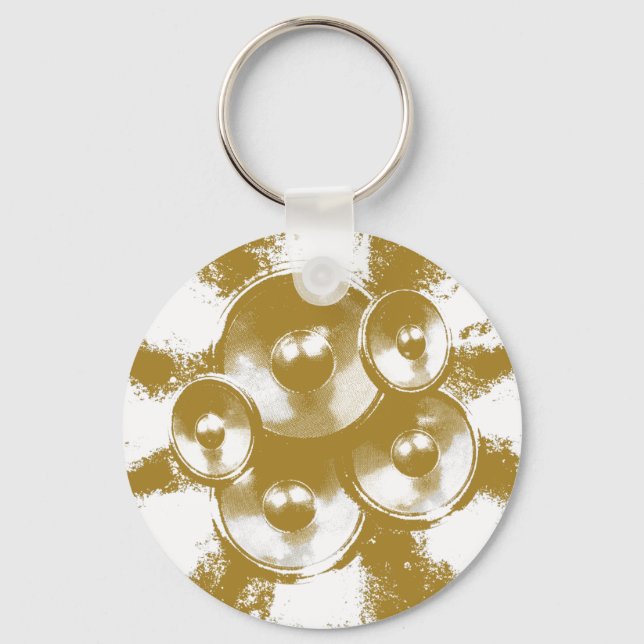 Orange music speakers key ring (Front)