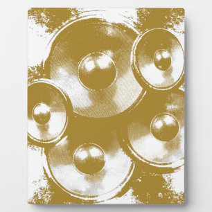 Orange music speakers plaque