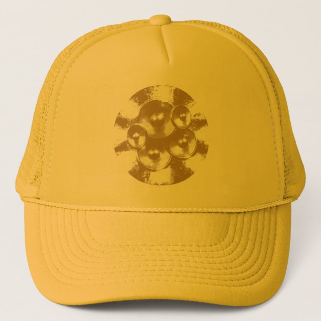 Orange music speakers trucker hat (Front)