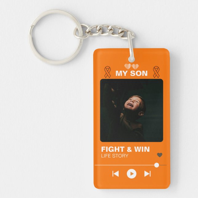 Orange My son Fight and Win Life Story Keychain (Front)