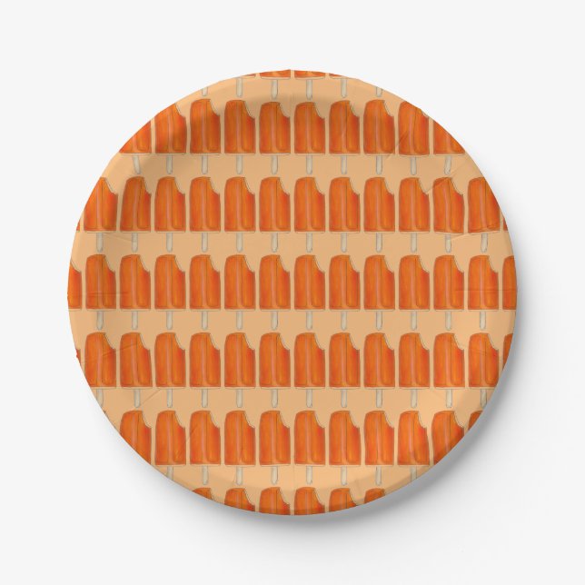 Orange n' Cream Creamsicle Ice Cream Popsicle Paper Plate (Front)