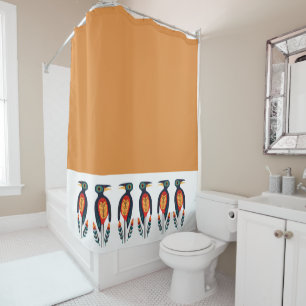 Orange: Naive Bird Border Shower Curtain
