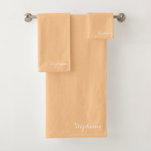 Orange Name Modern Elegant Monogram Boho Bath Towel Set
