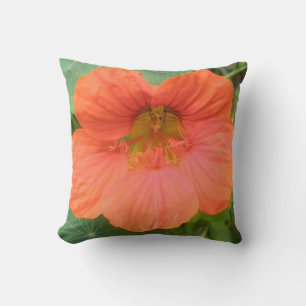 Orange Nasturtium Flower Pillow