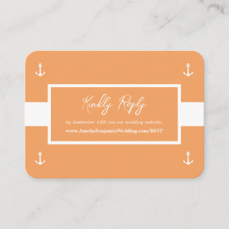Orange Nautical Pattern Website Wedding RSVP Enclosure Card