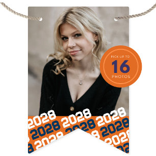 Orange & Navy 16 Photo Graduation Hanging Banner