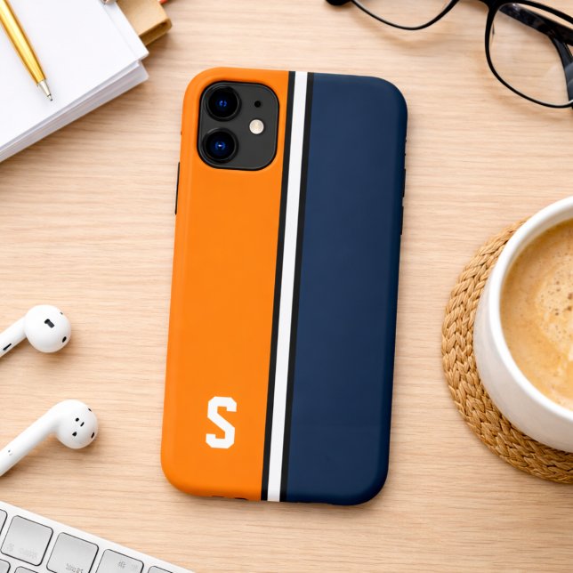Orange & Navy Blue College Colours  Case-Mate iPhone Case (Creator Uploaded)