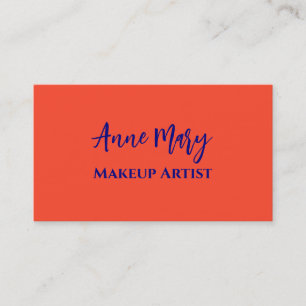 Orange Navy Blue Makeup Artist Beauty Salon Custom Business Card
