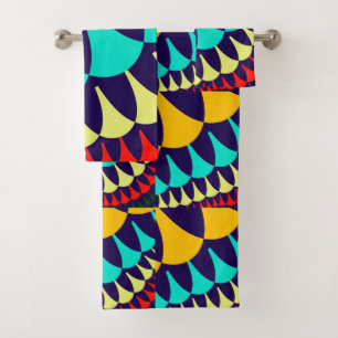 Orange Navy Blue Scales Bathroom Towel Set