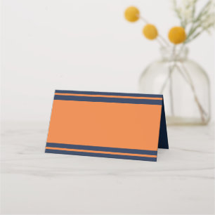 Orange Navy Blue Striped Birthday Party Place Car Card