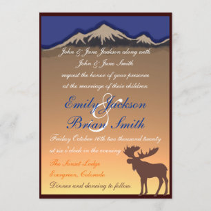 Orange navy custom moose artistic wedding invites