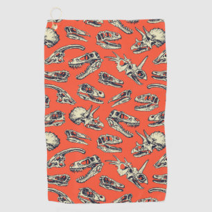 Orange & Navy Dinosaur Skulls Golf Towel