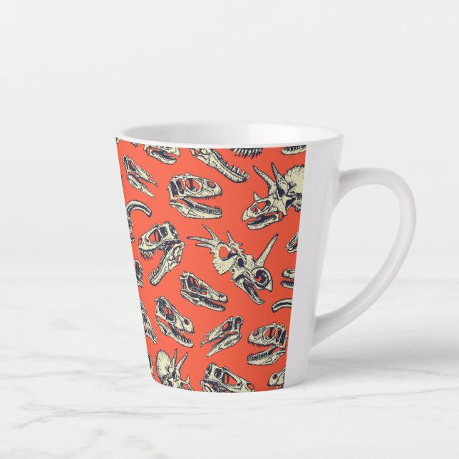 Orange & Navy Dinosaur Skulls Latte Mug (Right)