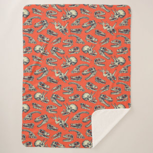 Orange & Navy Dinosaur Skulls Sherpa Blanket