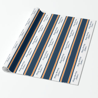 Orange/Navy Stripe Personalised Wrapping Paper