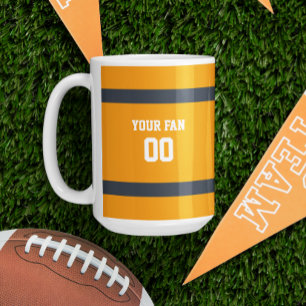 Orange, Navy & White Football Team Personalised Coffee Mug