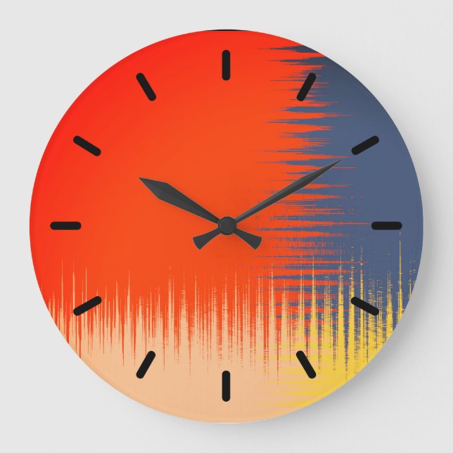 Orange Navy Yellow Cream  Large Clock (Front)