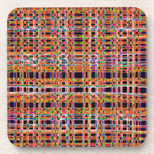 Orange neon lines pattern coaster