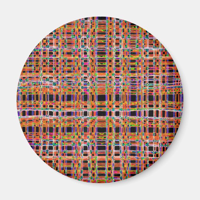 Orange neon lines pattern magnet (Front)