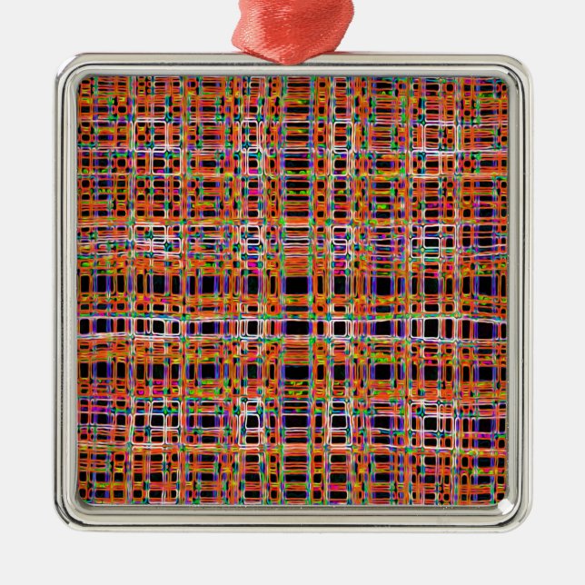 Orange neon lines pattern metal tree decoration (Front)