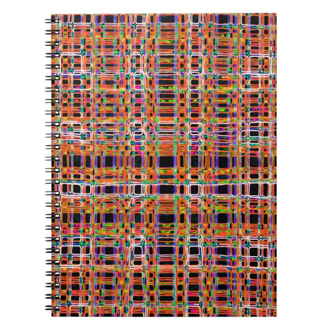Orange neon lines pattern notebook (Front)