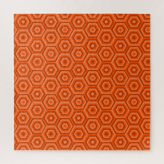 Orange Nested Hexagons Jigsaw Puzzle (Vertical)