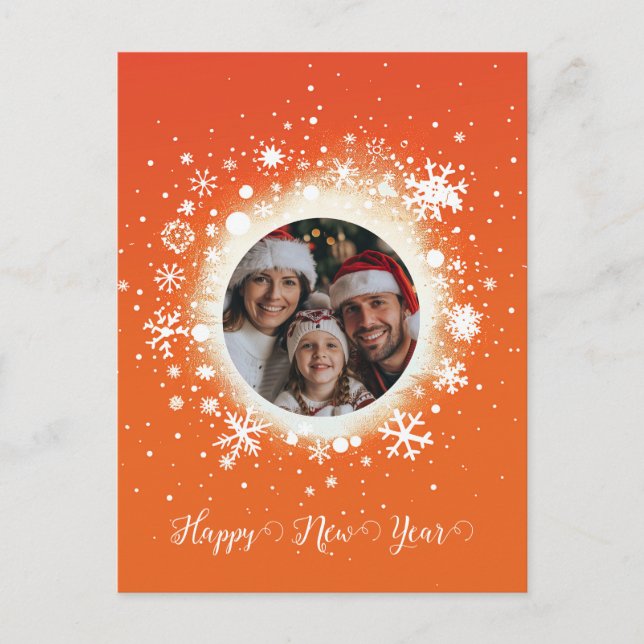 Orange New Year Holiday Postcard (Front)