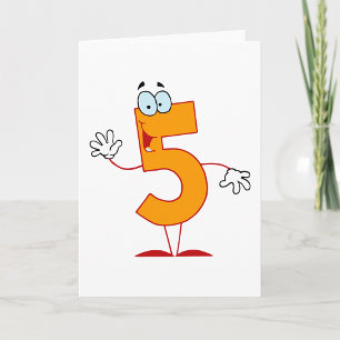 Orange Number 5 Greeting Cards