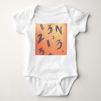 Orange numbers design for baby suit. baby bodysuit