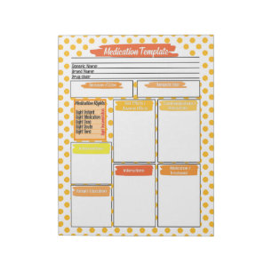Orange Nursing Student Medication Template Notepad
