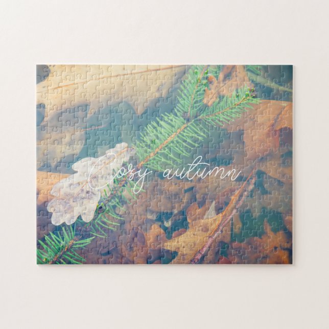 Orange oak leaves under the water  jigsaw puzzle (Horizontal)