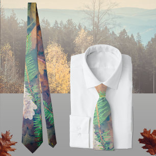 Orange oak leaves under the water tie