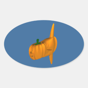 Orange Ocean Sunfish Oval Sticker