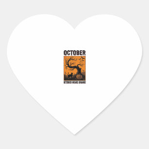 Orange October Halloween Vintage Spooky Shirt Desi Heart Sticker