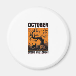 Orange October Halloween Vintage Spooky Shirt Desi Magnet