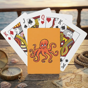 Orange Octopus Cartoon Ocean Sea Creature Playing Cards