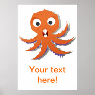 Orange octopus cartoon poster