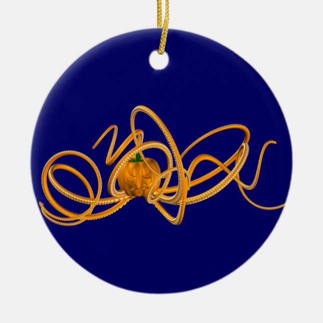 Orange Octopus Ceramic Ornament (Front)