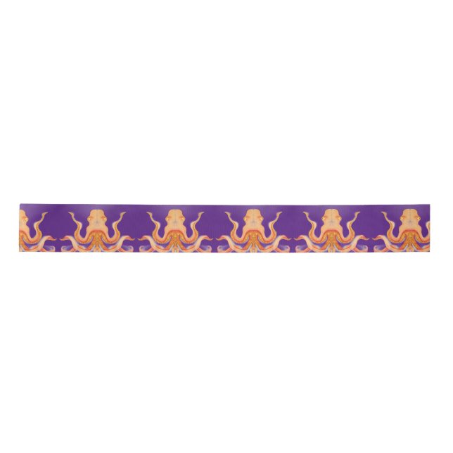 orange octopus on purple satin ribbon (Front)