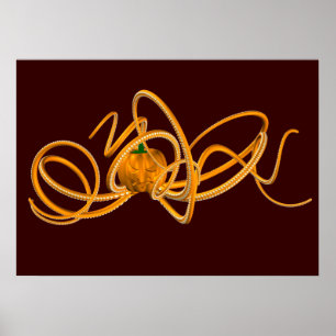 Orange Octopus Poster