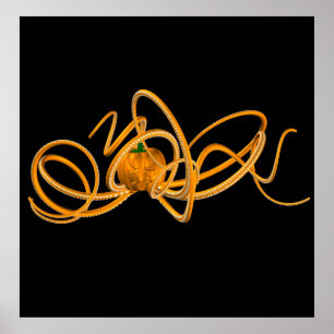 Orange Octopus Poster