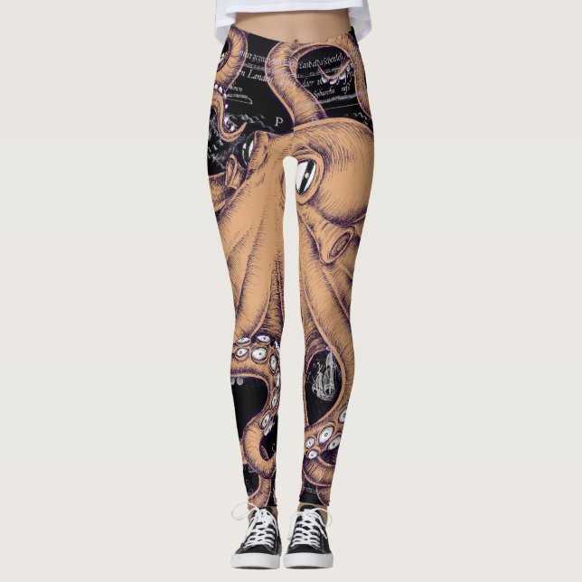 Orange Octopus Tentacles ink Leggings (Front)