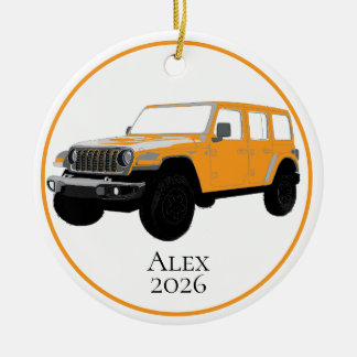 Orange Off-Road Utility Vehicle 7 slot grille Ceramic Ornament