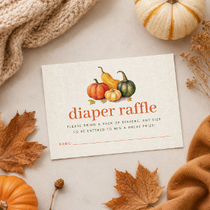 Orange Oh My Gourd Little Pumpkin Diaper Raffle Enclosure Card