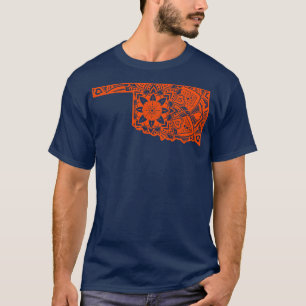 Orange Oklahoma State Gift Mandala Yoga OK Art T-Shirt