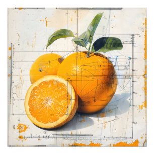 Orange Old-School Diagram Photo Print