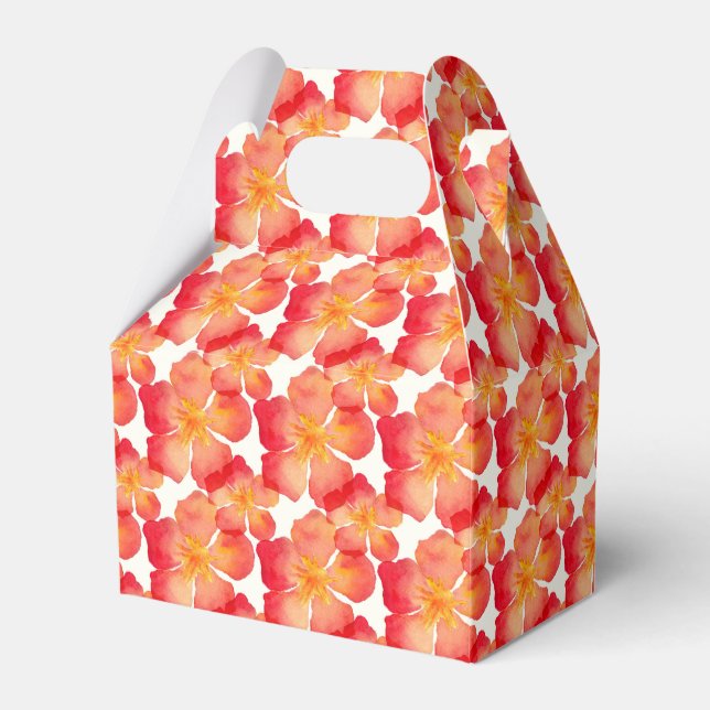 Orange Oleander Floral Pattern Favour Box (Front Side)